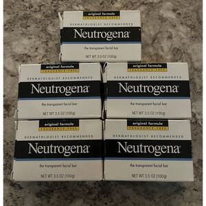 Neutrogena Transparent Face Cleansing Bar 3.5oz Fragrance Free Org Formula 5 Lot